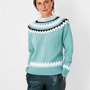 Ann Taylor Teal and White Patterned Sweater